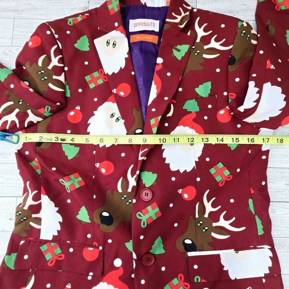Opposuits Chistmas Christmas Santa Reindeer Suit Jacket Boys Size 12-14Y - Picture 8 of 8